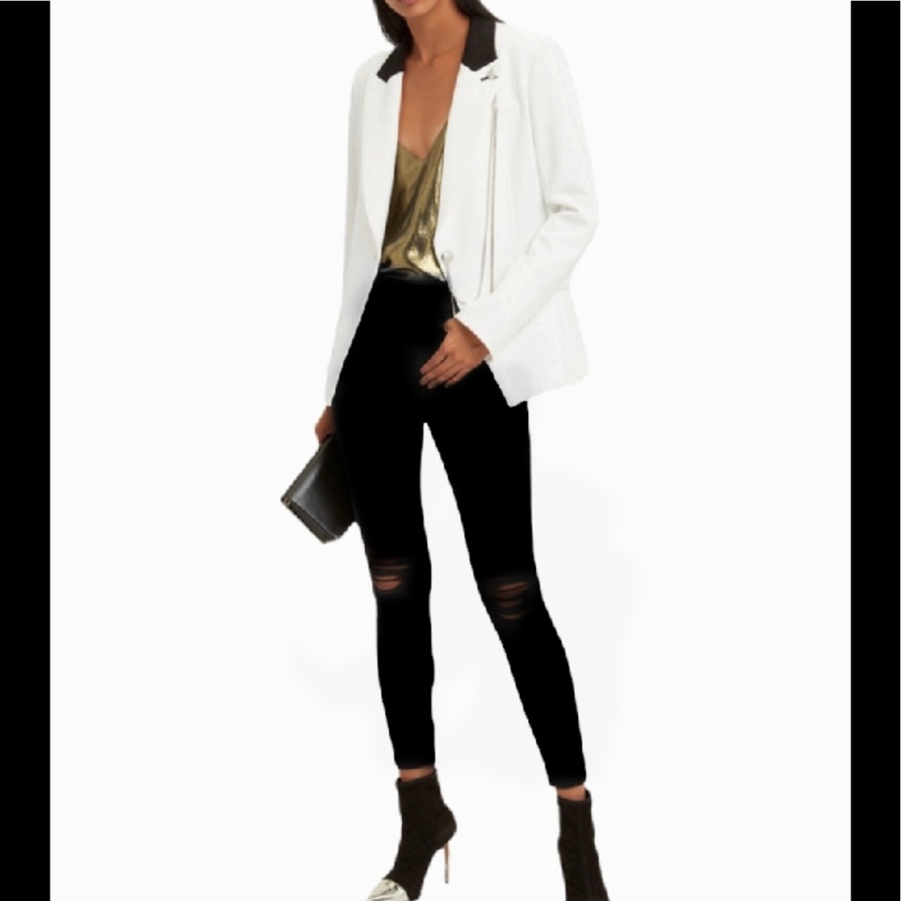 L’Agence Mazzy Low Rise Skinny Noir Black Distressed Knees Sz 25 NWT NEW Lagence